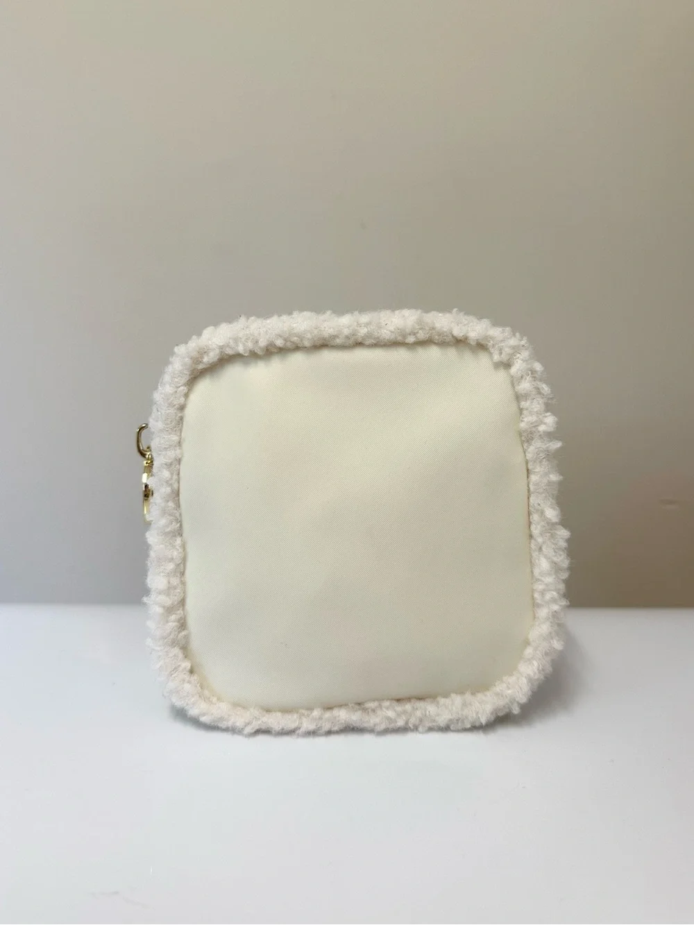 Stoney Clover Lane Cream Small Zip Pouch with Sherpa Trim
